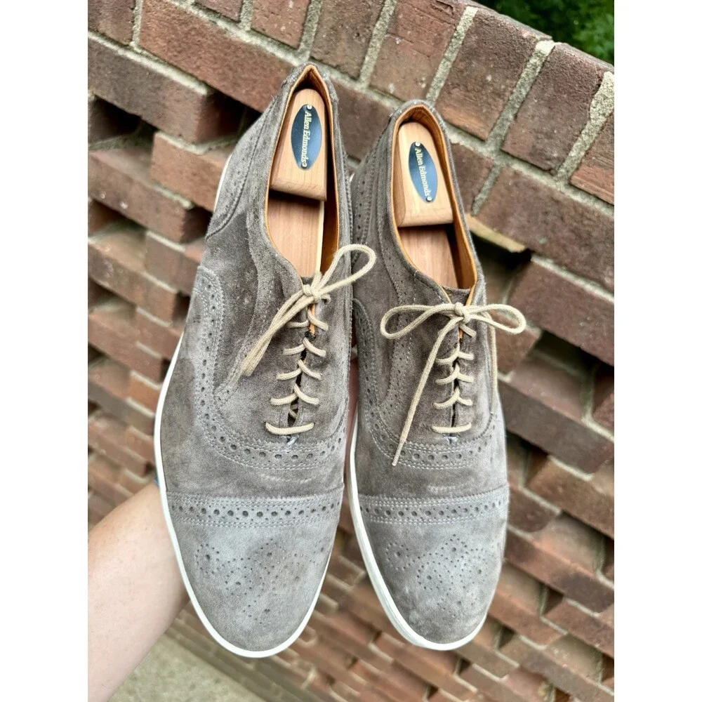 Allen Edmonds Strand Sneaker Grey Suede Men’s 12D Oxford Dress Shoes $300+ New